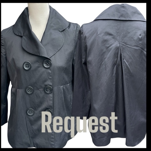 Request Black Large Button Lightweight Swing Jacket (XS) - Picture 3 of 14